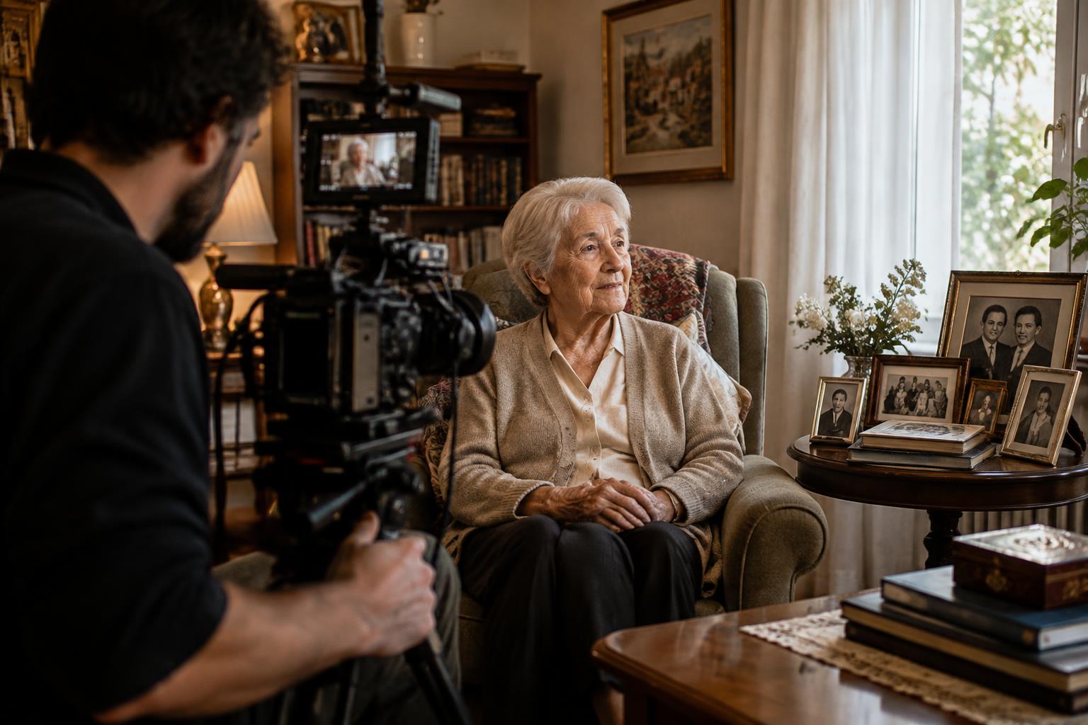 Grabación de una entrevista para un documental familiar