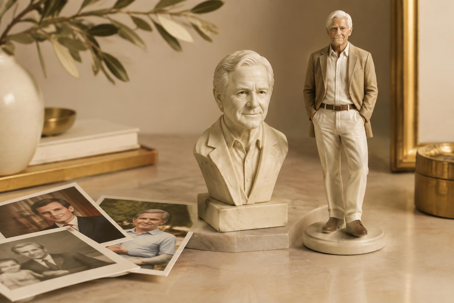 Un busto y una figura creados a partir de fotografías